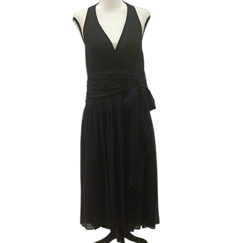 Peter Nygard Silk Black White Polka Dot Halter Dress Size 14 New NWT